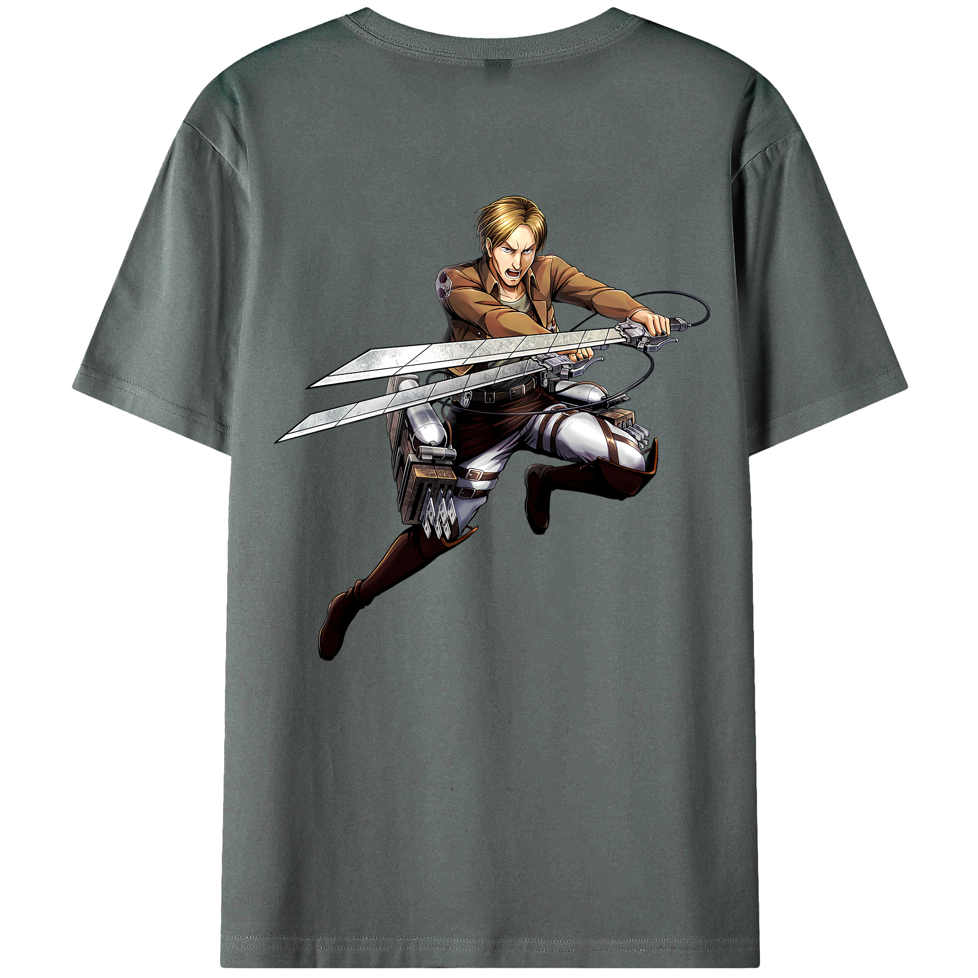 （画像用） 進撃の巨人 Attack on Titan 綿100％ メンズ半袖Tシャツ（バックプリント） 通気性